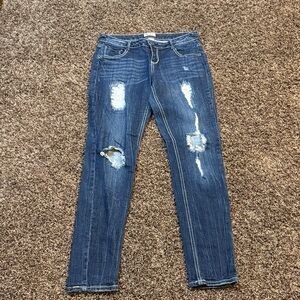 Mudd Women's Distressed Skinny Jeans in Dark Wash